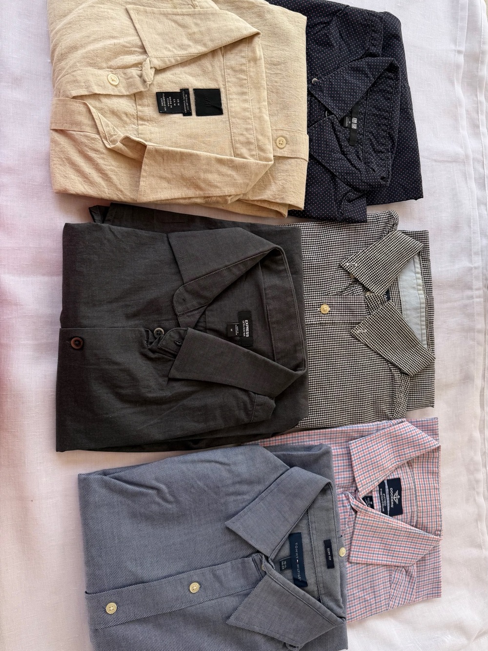 Men's Casual Button-Down Shirt - Beige, Black, Charcoal, Gray, Blue, Pink gently